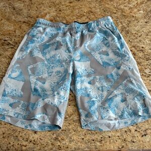 Blue and Gray Patterned Shorts